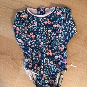 Ruffle Butts Navy Floral Swimsuit